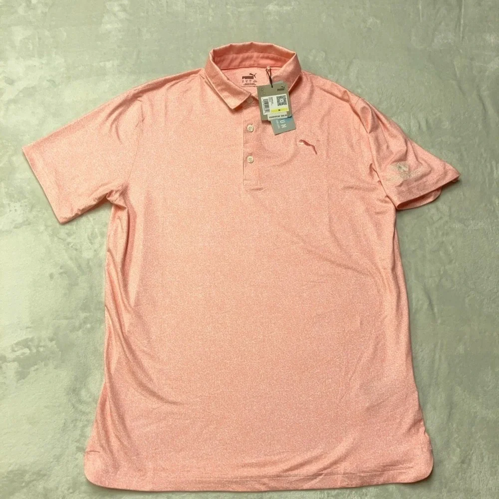 Puma Golf Cloudspun Performance Primary Polo Flamingo Pink 40+ UPF 538748 Mens M